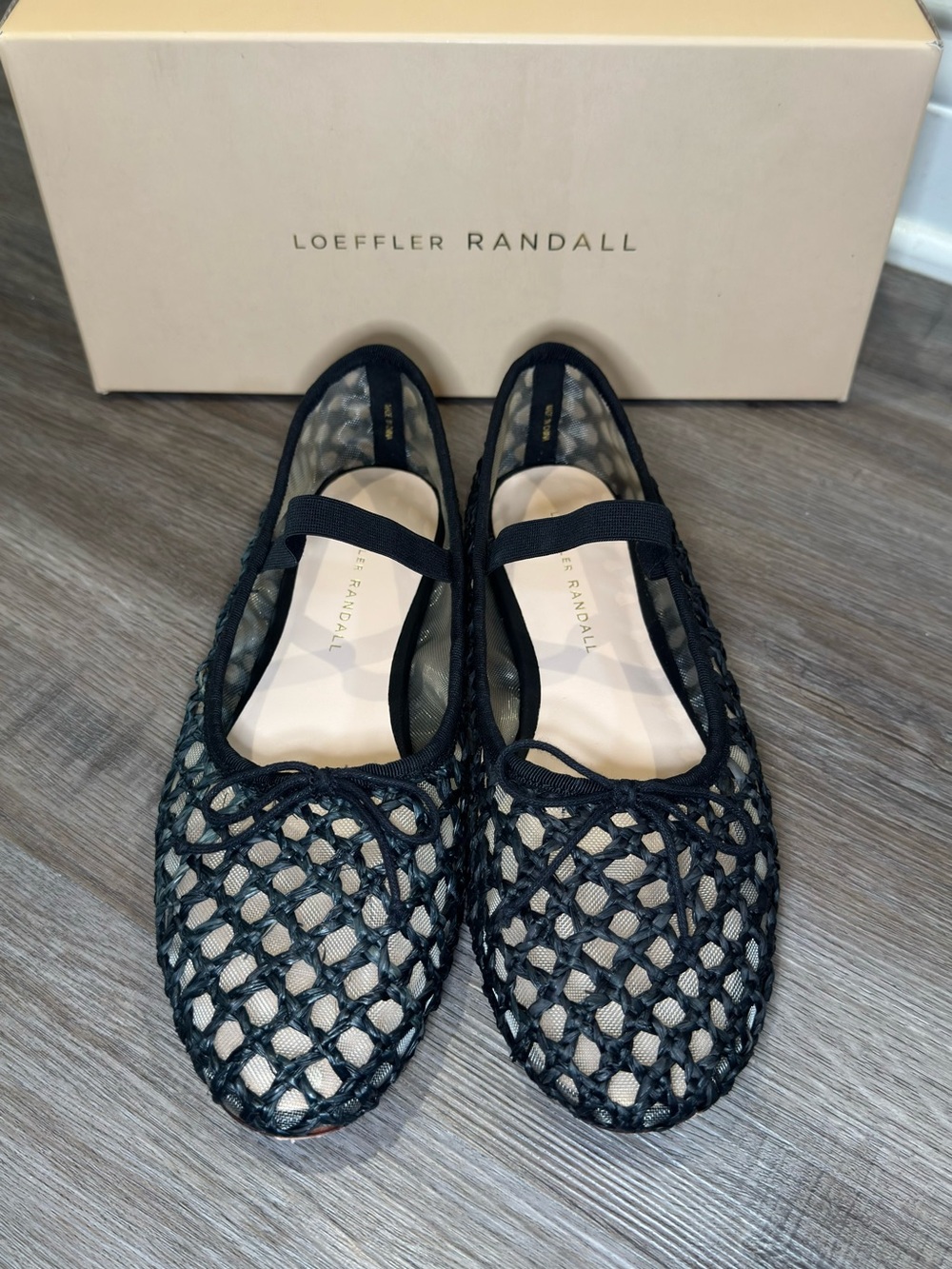 Loeffler Randall Leonie Crochet Black Ballet Flats